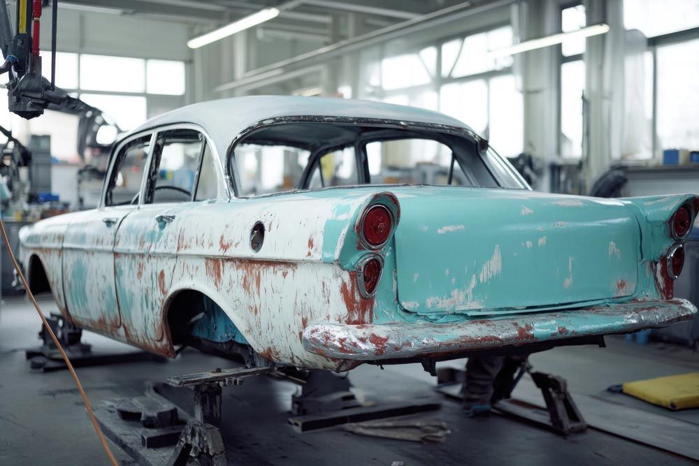 Classic car being restored